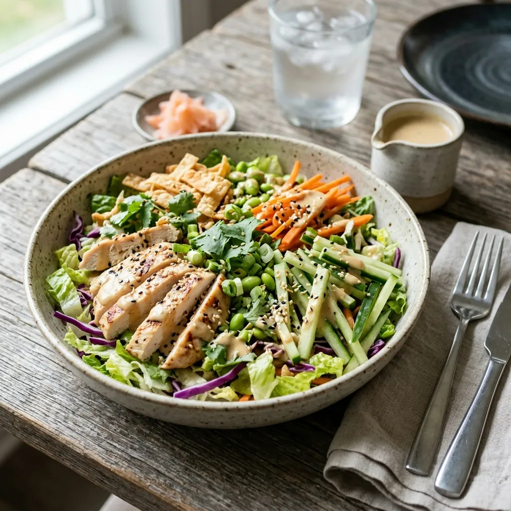 Asian Chicken Salad with Sesame Dressing (Fresh, Crunchy & Healthy)